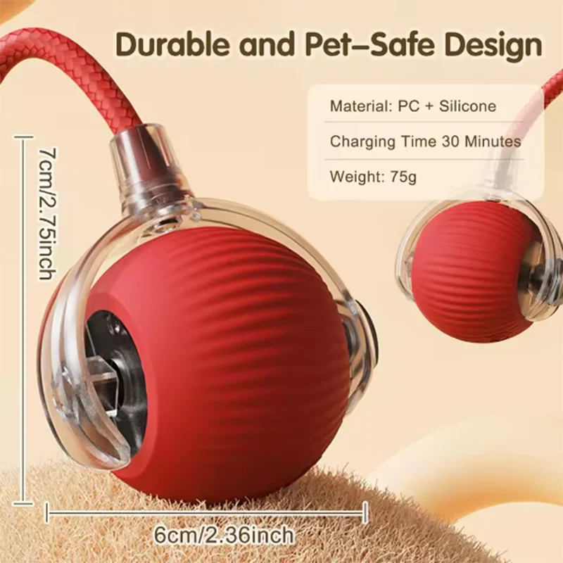 Juguete interactivo de pelota para gatos, bola rodante automática con cola, juguete interactivo inteligente recargable para mascotas, juguete inteligente para gatos