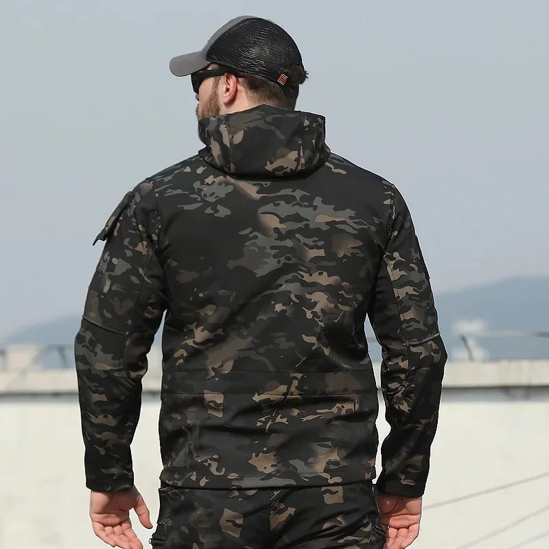 Chaqueta Táctica Militar Impermeable con Capucha para Hombre
