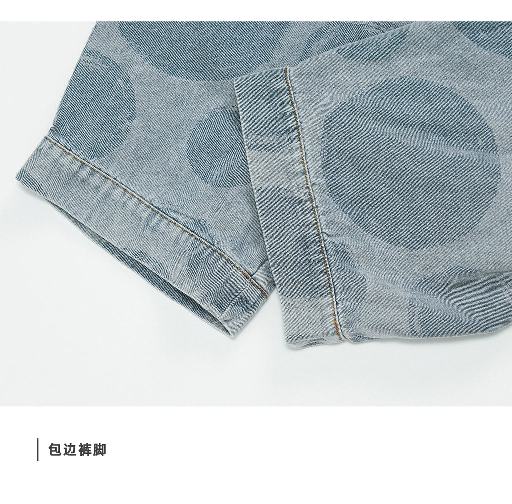Pantalones Vaqueros de Algodón Holgados con Estampado