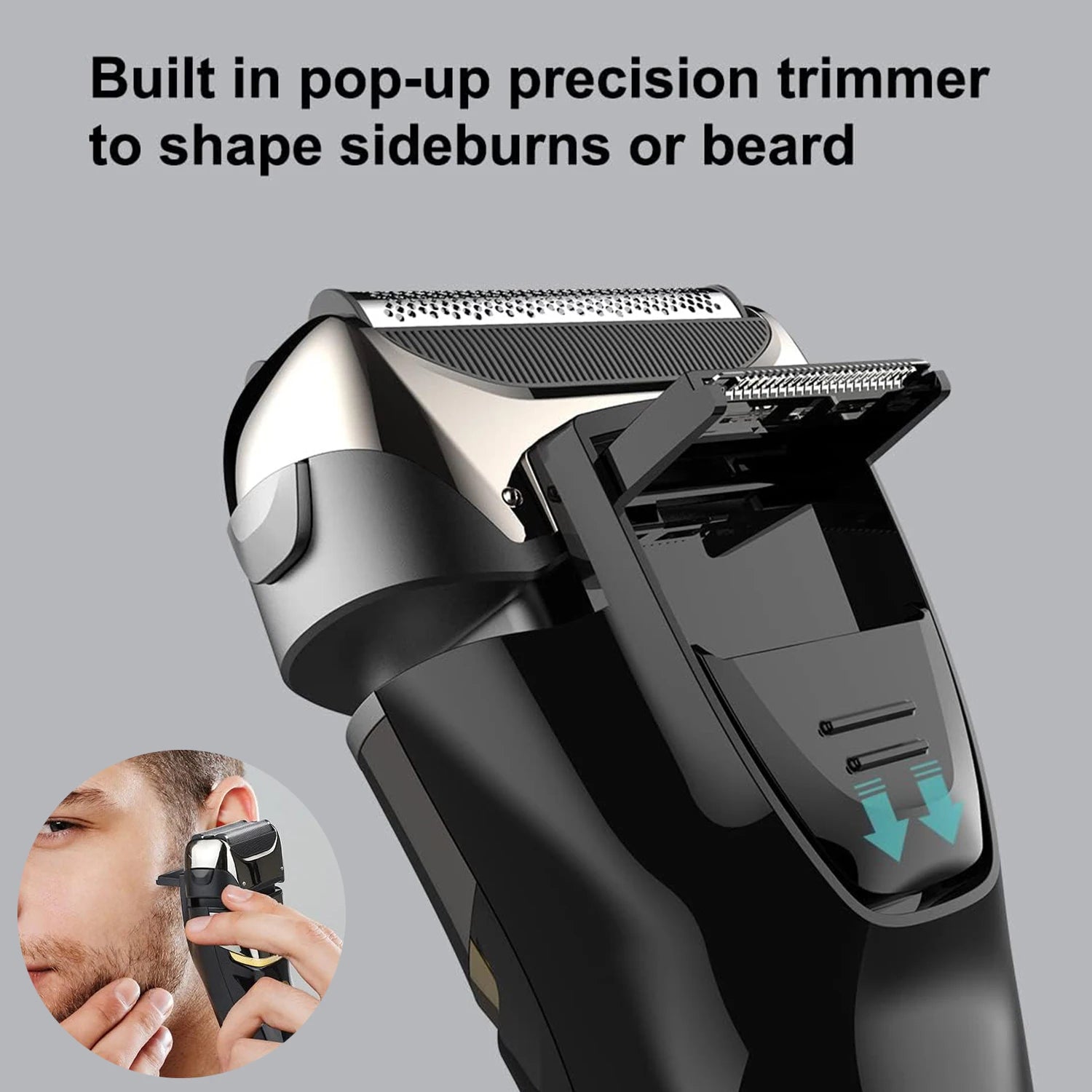    Maquinilla de afeitar eléctrica para hombres, afeitadora de lámina impermeable recargable inalámbrica con pantalla LED para afeitadoras de barba