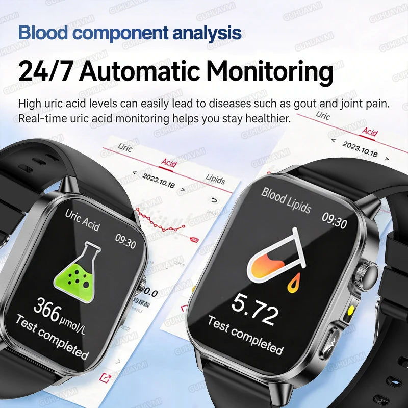 Reloj Inteligente ECG con Diagnóstico Preciso de Salud, Presión Arterial y Ácido Úrico