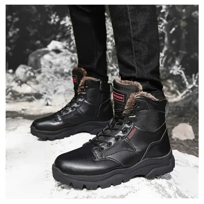 Botas de nieve para hombre forradas de piel, cálidas y antideslizantes
