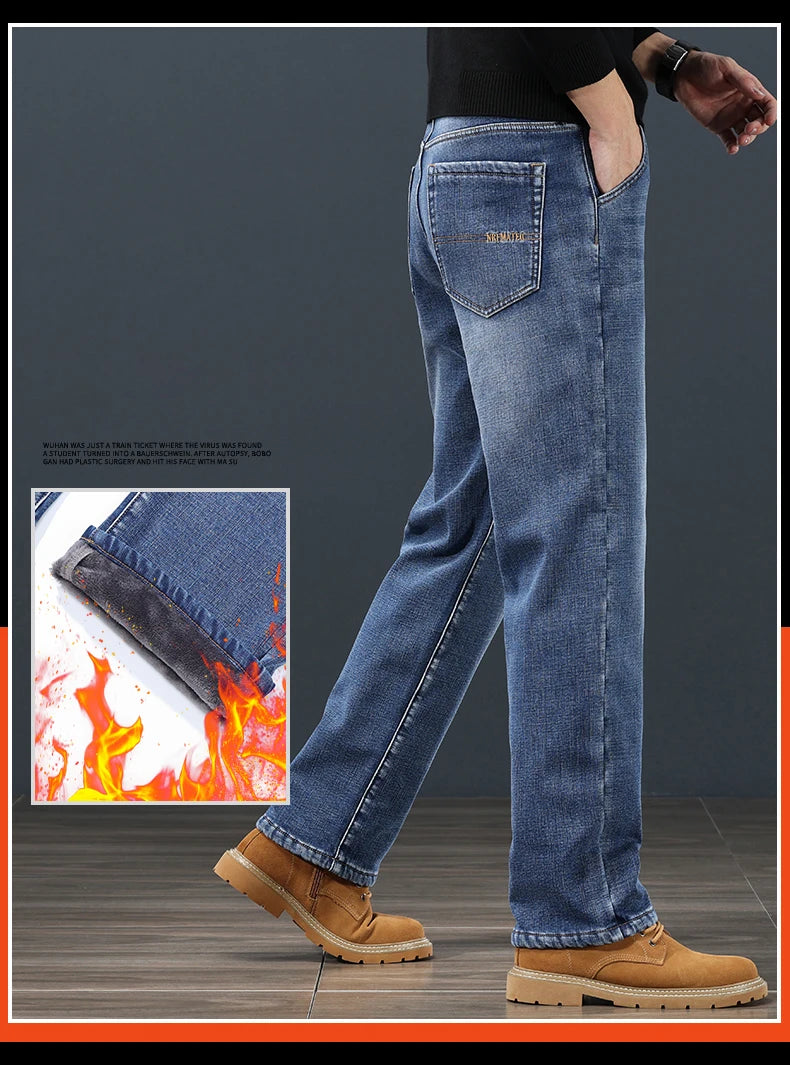 Pantalones Vaqueros de Invierno para Hombre, Terciopelo, Talla Grande 42-44
