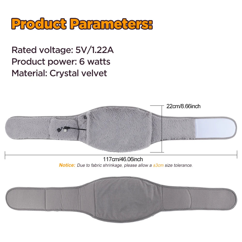 Cinturón Eléctrico Térmico con 3 Niveles de Temperatura, Masajeador Abdominal, Almohadilla Térmica Menstrual, Calentador de Manos y Abdomen, Ajustable a Todo Tipo de Cuerpo