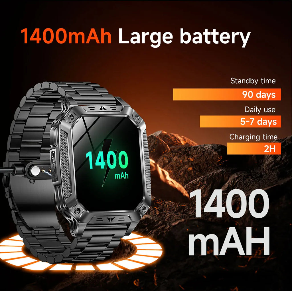 Nuevo Reloj Inteligente Militar TANK Ultra PRO 2026 para Hombre, Batería Grande de 1400mAh, Linterna, GPS, Resistente al Agua 10ATM, Llamadas Bluetooth, Reloj Deportivo Inteligente