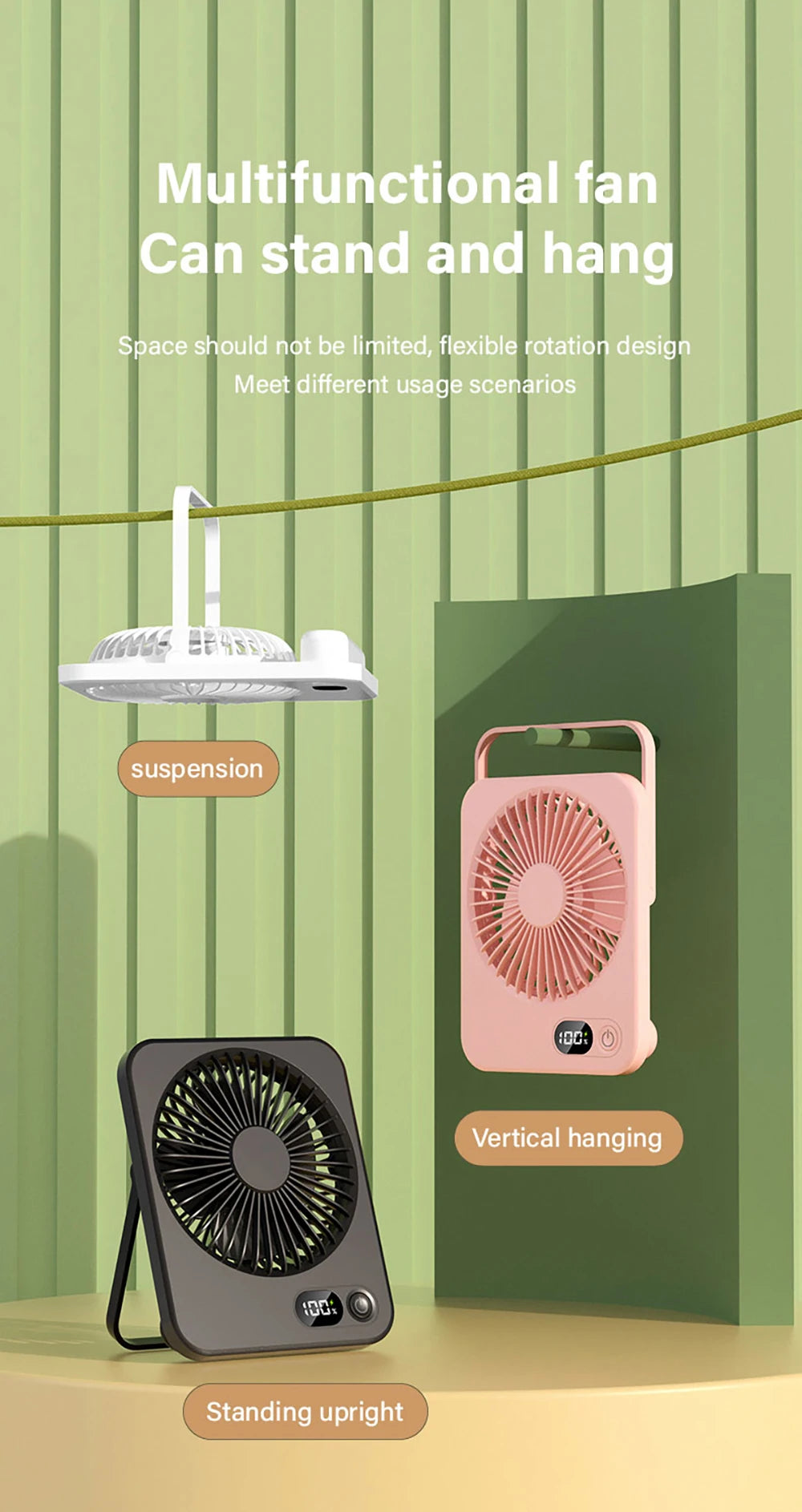 Mini Ventilador de Escritorio USB Recargable Silencioso