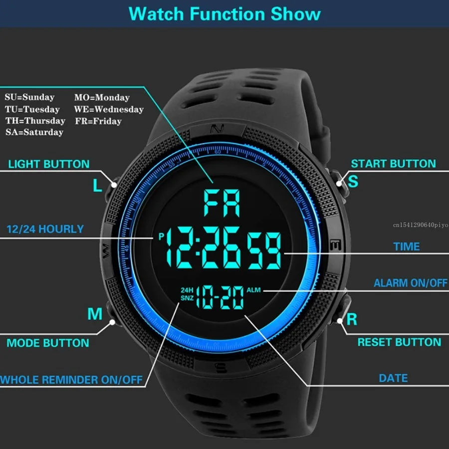 Reloj Digital LED Militar Deportivo Resistente al Agua