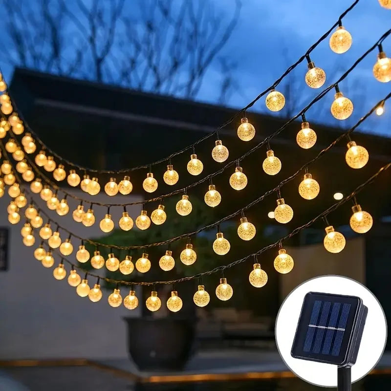 Cadena de Luces Solar LED Bola de Cristal 200 LEDs para Jardín