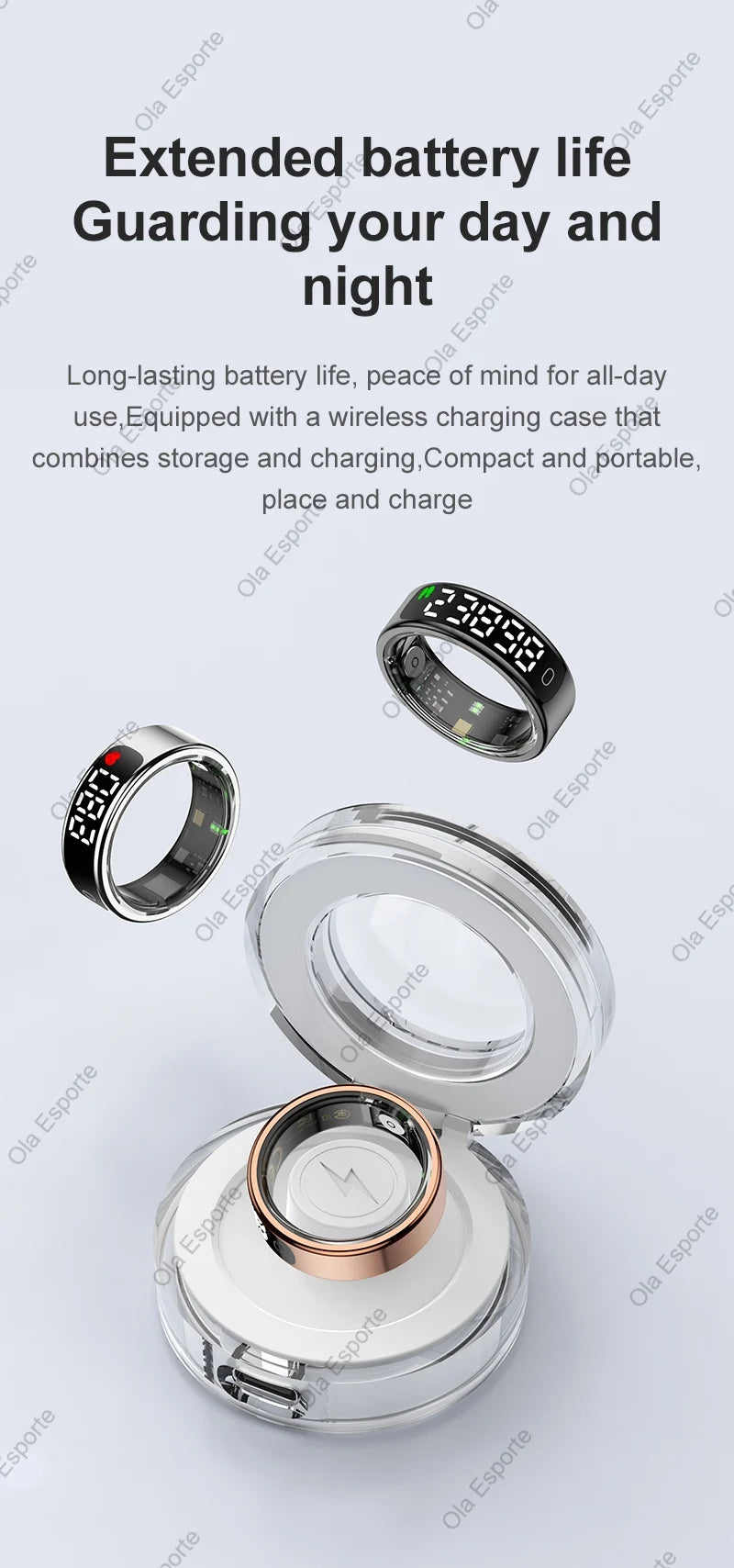 Anillo Inteligente Pantalla LED Monitor de Salud