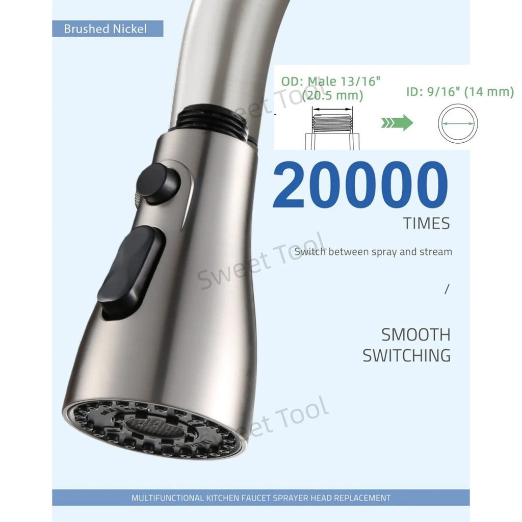 Cabezal Rociador de Repuesto para Grifo de Cocina, Rociador Extraíble para Grifo, Boquilla Rociadora para Grifo de Cocina con 3 Funciones