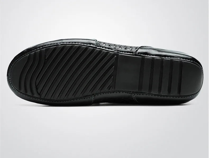 Zapatos Negros para Hombre 2026, Mocasines Casuales de Cuero Genuino, Marca de Lujo Italiana, Transpirables, Estilo Náutico