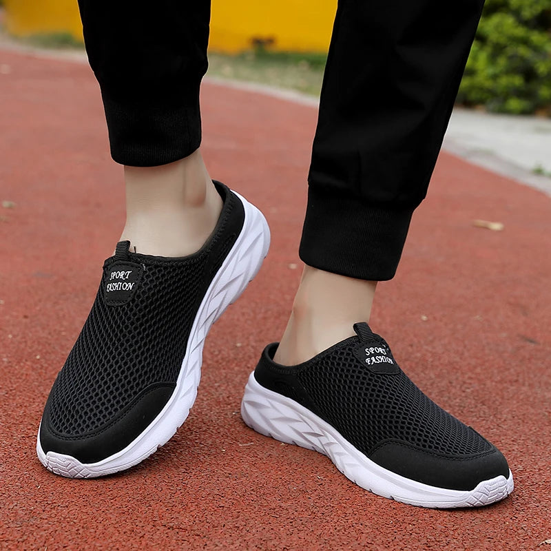 YRZL Zapatos Casuales Hombres Verano Medio Zapatos Zapatillas Diapositivas Slip on Zapatos Hombres Malla Transpirable Suave Cómodo Zapatillas para Hombres