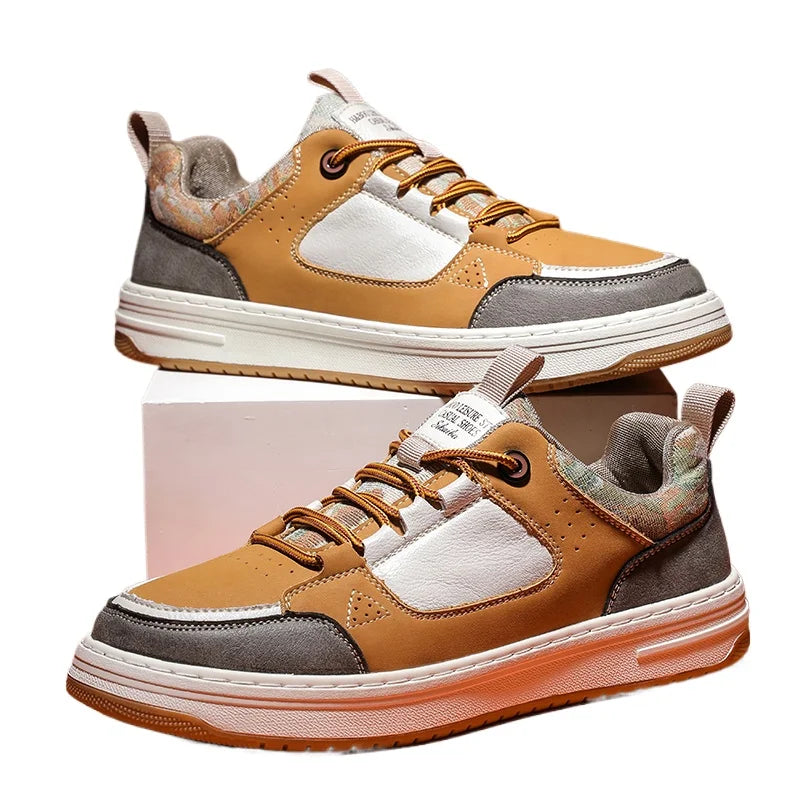 Zapatillas de skate de cuero para hombre con plataforma gruesa