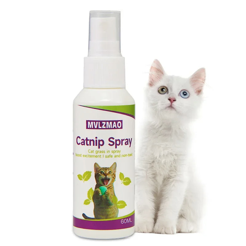 Spray de hierba gatera para gatos, spray para rascar gatos para aumentar el juego, calma el estrés y rinovar juguetes, spray de comportamiento transparente para gatos y gatitos, 60 ml