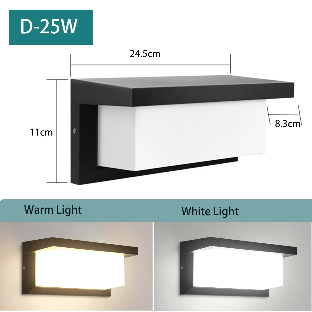 Aplique de Pared LED Moderno Negro IP65 25W para Interior