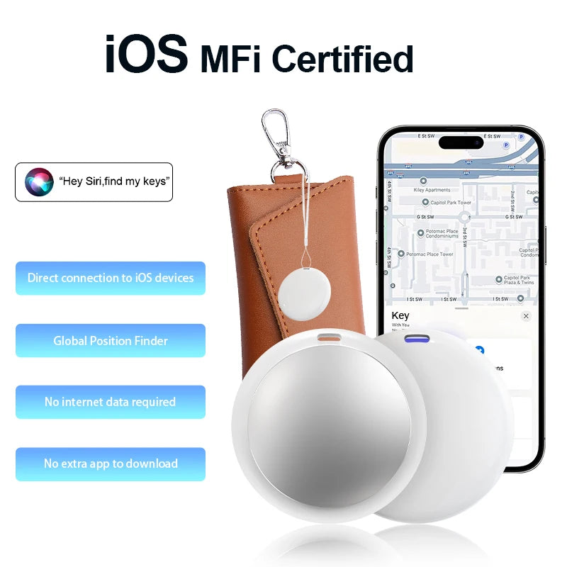Mini Rastreador Inteligente Compatible con la Aplicación Apple Find My, Localizador Antipérdida para Mascotas, Perros, Gatos, Llaves, Carteras, Equipaje, Teléfonos, Niños, Ancianos