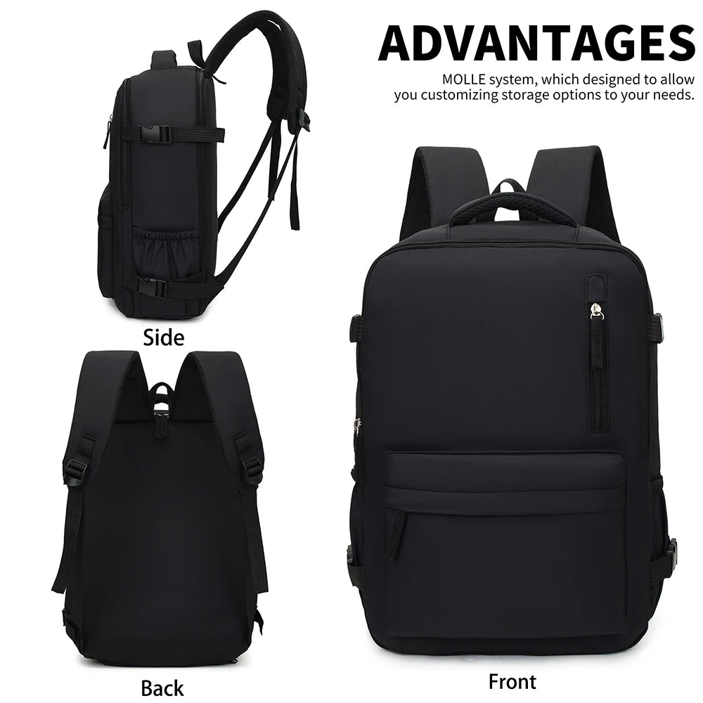 Juego de 2 piezas, 180 °     Mochila de Viaje con Apertura Completa y Bolsa de Aseo, Equipaje de Mano Ligero para Negocios, Escuela y Desplazamientos Diarios