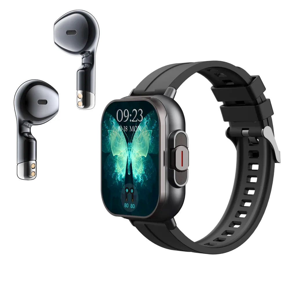 TWS auriculares Smartwatch 2,01 "auriculares 2 en 1 reloj inteligente BT llamada diente azul auriculares relojes ritmo cardíaco deporte Fitness pulsera
