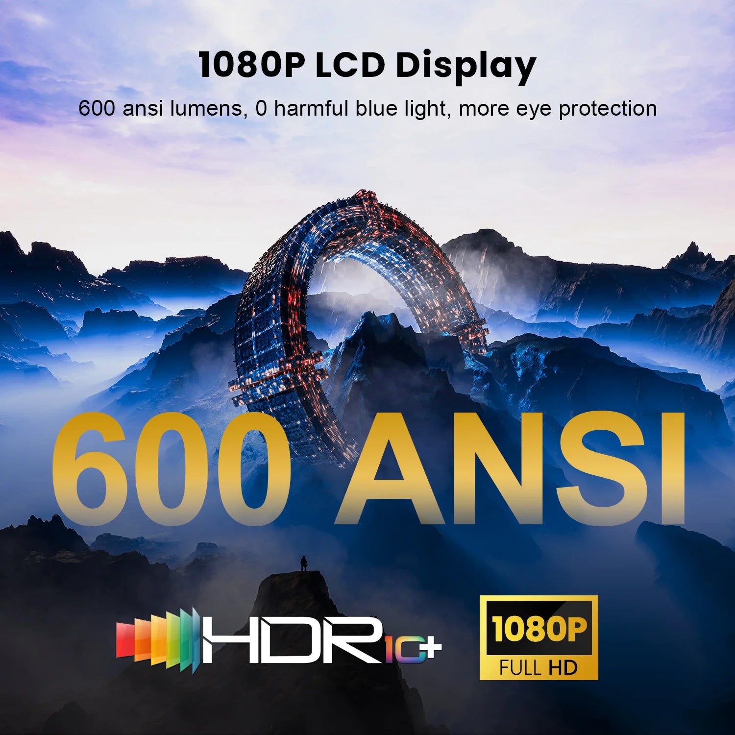 Proyector XNANO GT350 con Google TV, 600 ANSI, Resolución Nativa 1080P, WiFi, Bluetooth, Enfoque Automático, Keystone, Chromecast, HDR10+, Cine en Casa