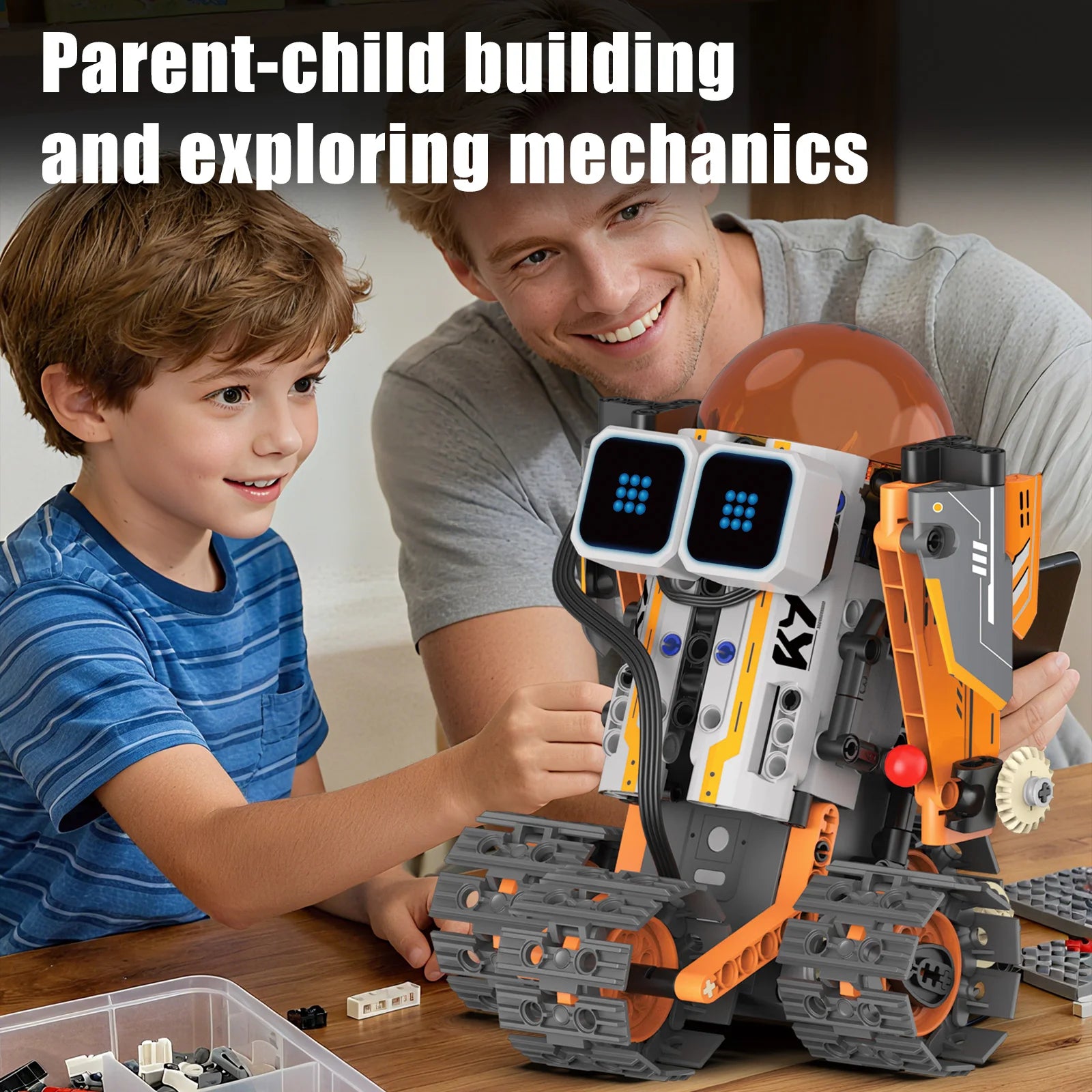 Kit de construcción de robot espacial 5 en 1 con pantalla LED, control remoto de programación Bluetooth: juguete STEM, el regalo de Navidad perfecto