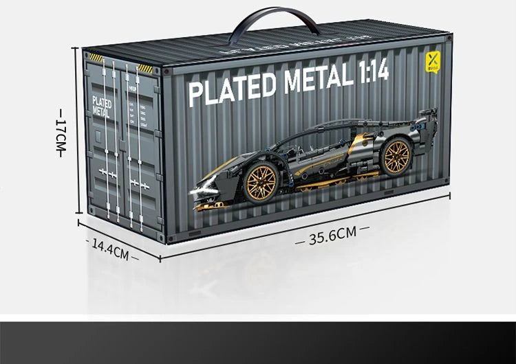 Tecnología 1:14 supercoche negro, bloques de construcción de carreras, coche de ladrillo ensamblado, juguete para regalo para niños, regalo de cumpleaños