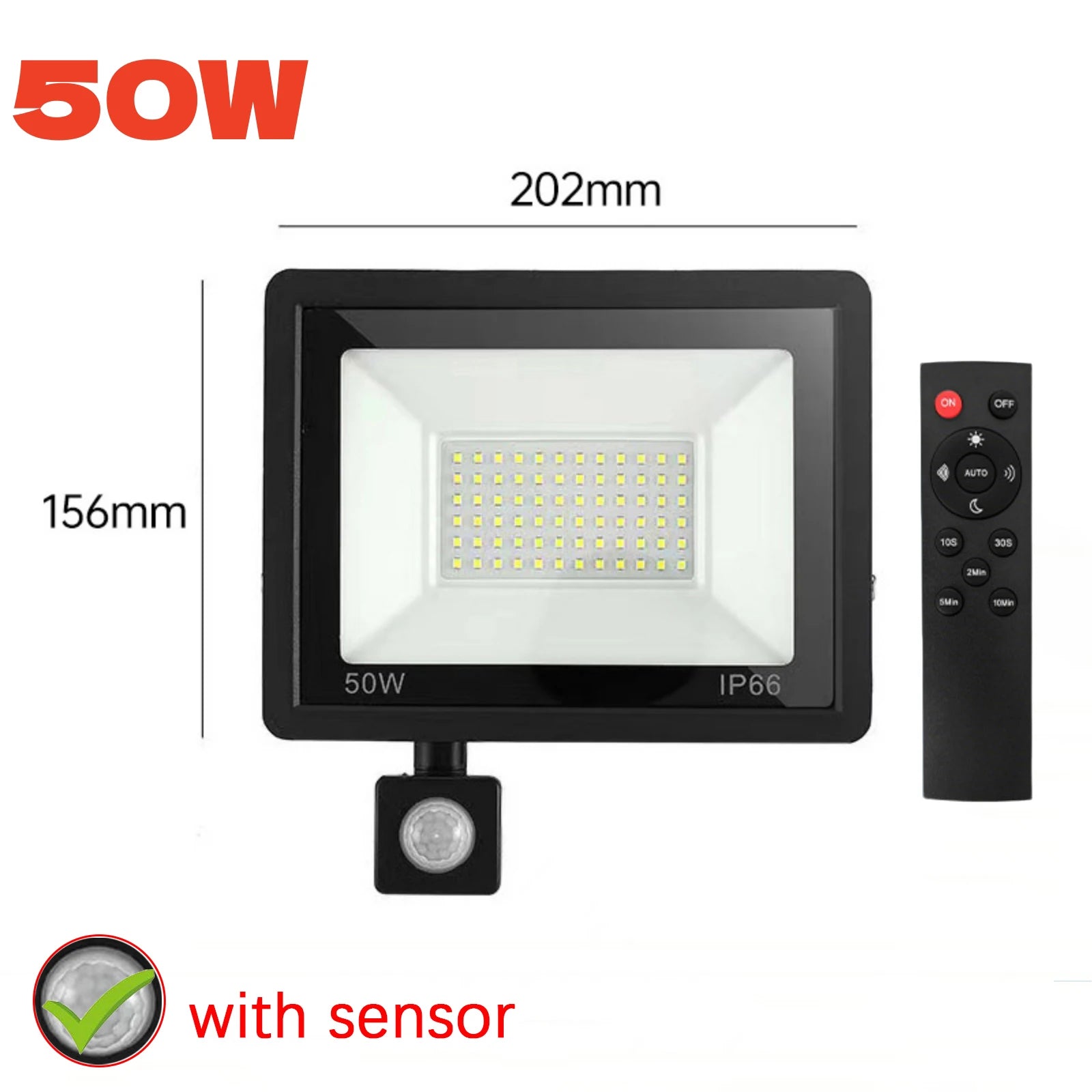 Reflector LED con Sensor de Movimiento IP66 para Exteriores 10W-50W