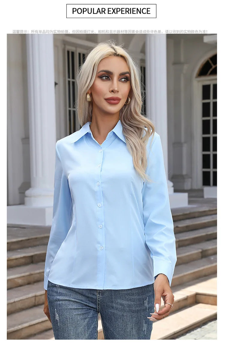 Blusa Elegante de Gasa con Botones para Mujer