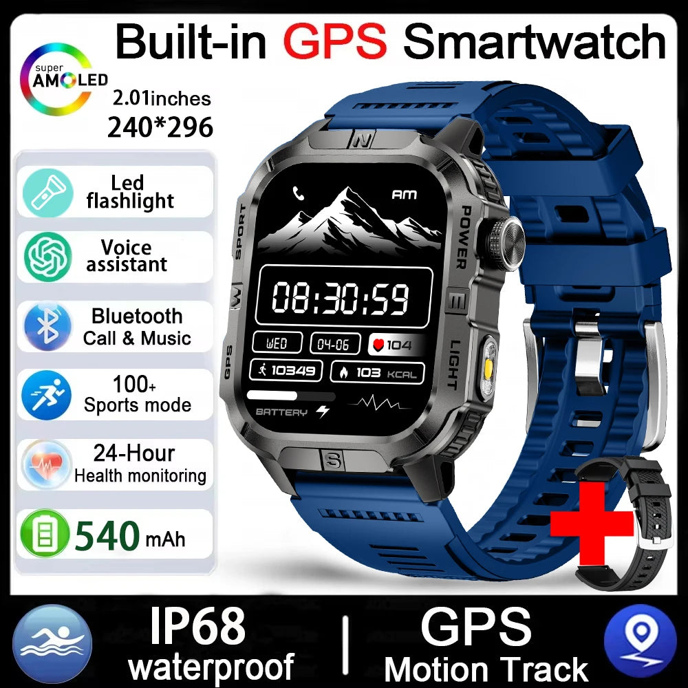 Reloj Inteligente Militar con GPS, LED, Brújula e IP68