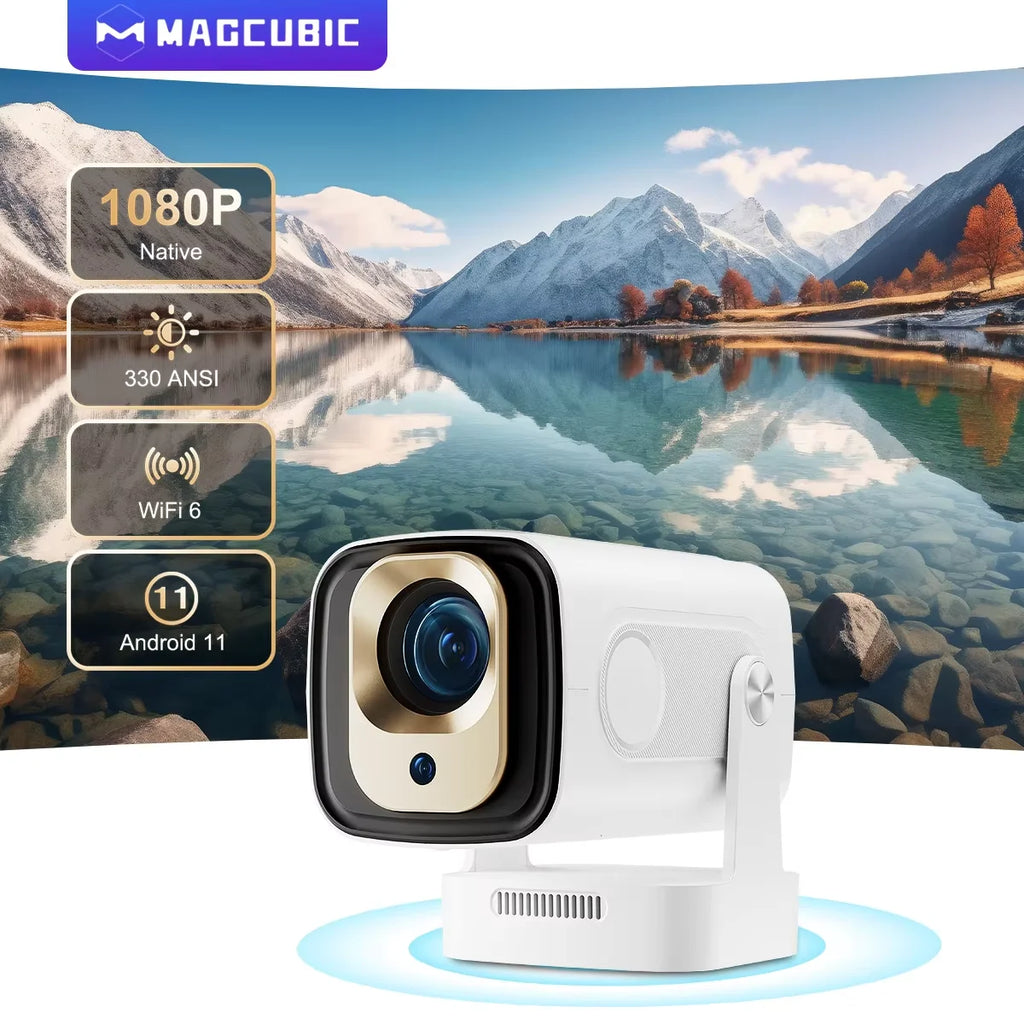 Proyector Magcubic Auto Focus 330 ANSI HY310, Compatible con 4K, 1080P, Android 11, WiFi6, BT5.4, Air Mouse, Control por Voz, Portátil, para el Hogar