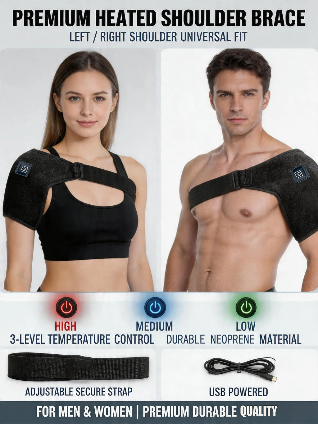 Soporte de Hombro con Masaje Térmico Eléctrico de 3 Niveles