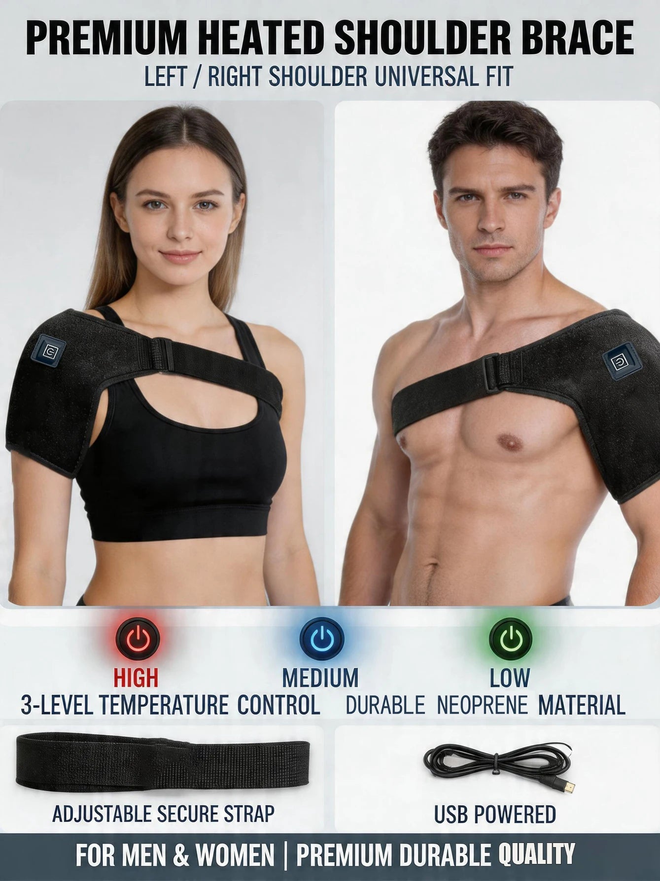 Soporte de Hombro con Masaje Térmico Eléctrico de 3 Niveles