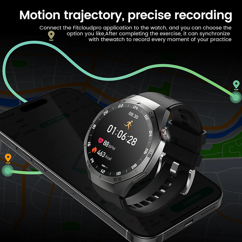 2025 nuevo reloj inteligente para hombres pantalla AMOLED GPS trayectoria de movimiento ritmo cardíaco llamadas Bluetooth SmartWatch impermeable
