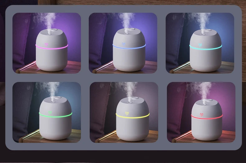 Humidificador ultrasónico USB portátil con difusor de aromas y luz LED