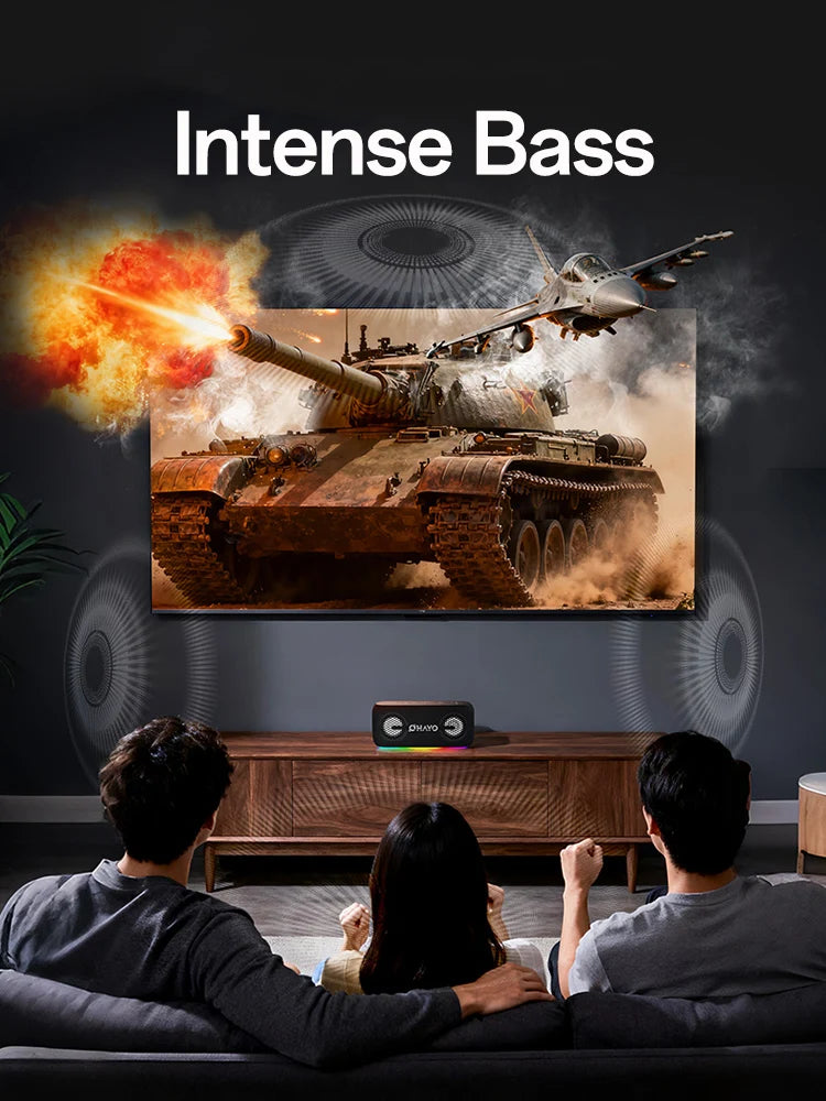 Ohayo S15 Altavoz Bluetooth portátil con sonido potente de 60 W y graves intensos, altavoz LED inalámbrico impermeable IPX6 para computadora