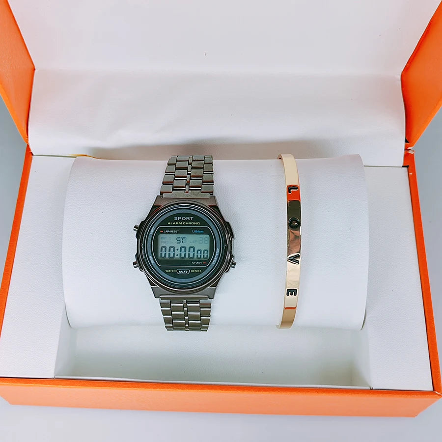 Reloj de Mujer Retro Pantalla LED Digital Deportivo