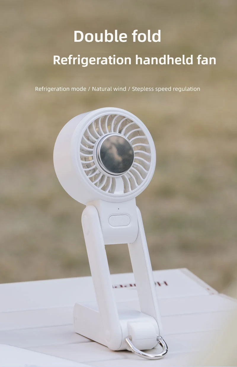 Ventilador de Mano Portátil con Enfriamiento por Hielo, 4 Velocidades, Recargable, Ligero, para Verano, Camping y Actividades al Aire Libre