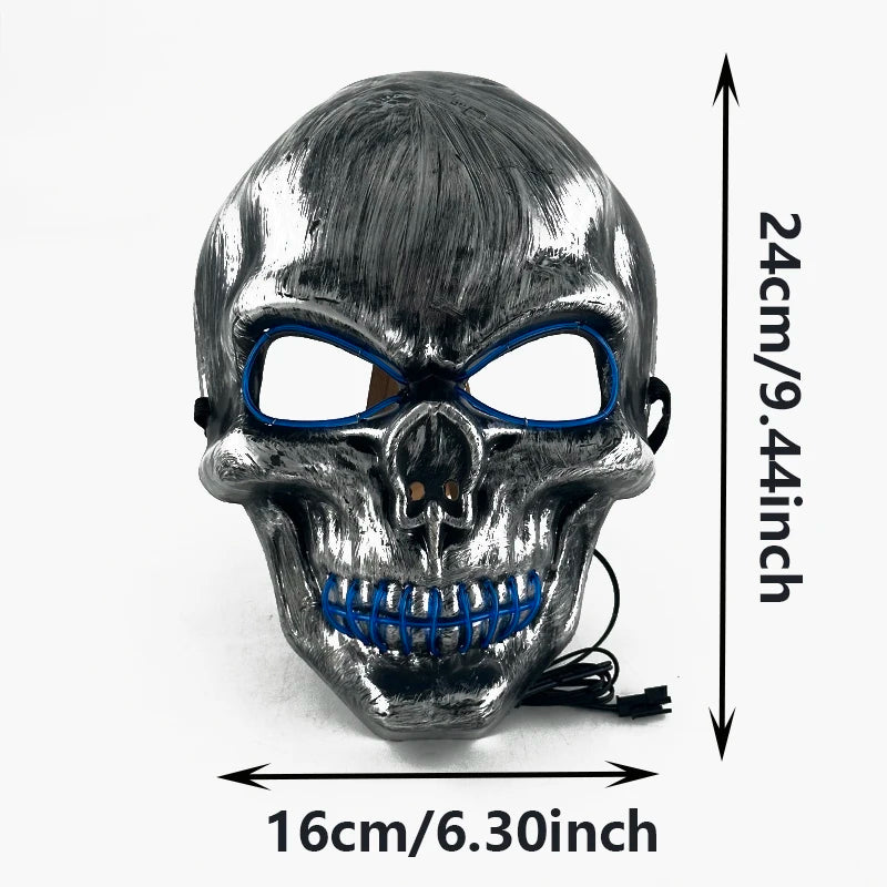 Máscara de calavera malvada, mascarada de Carnaval de Halloween, Casa Encantada, decoración aterradora, esqueleto de Cosplay, Fiesta Temática aterradora, máscara iluminada