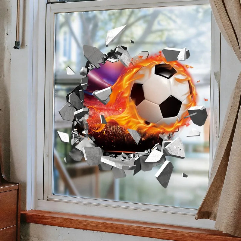 Pegatinas de Pared de Fútbol 3D, Adhesivos Removibles para Habitación de Niños, Decoración de Pared para Dormitorio, Decoración Deportiva Infantil