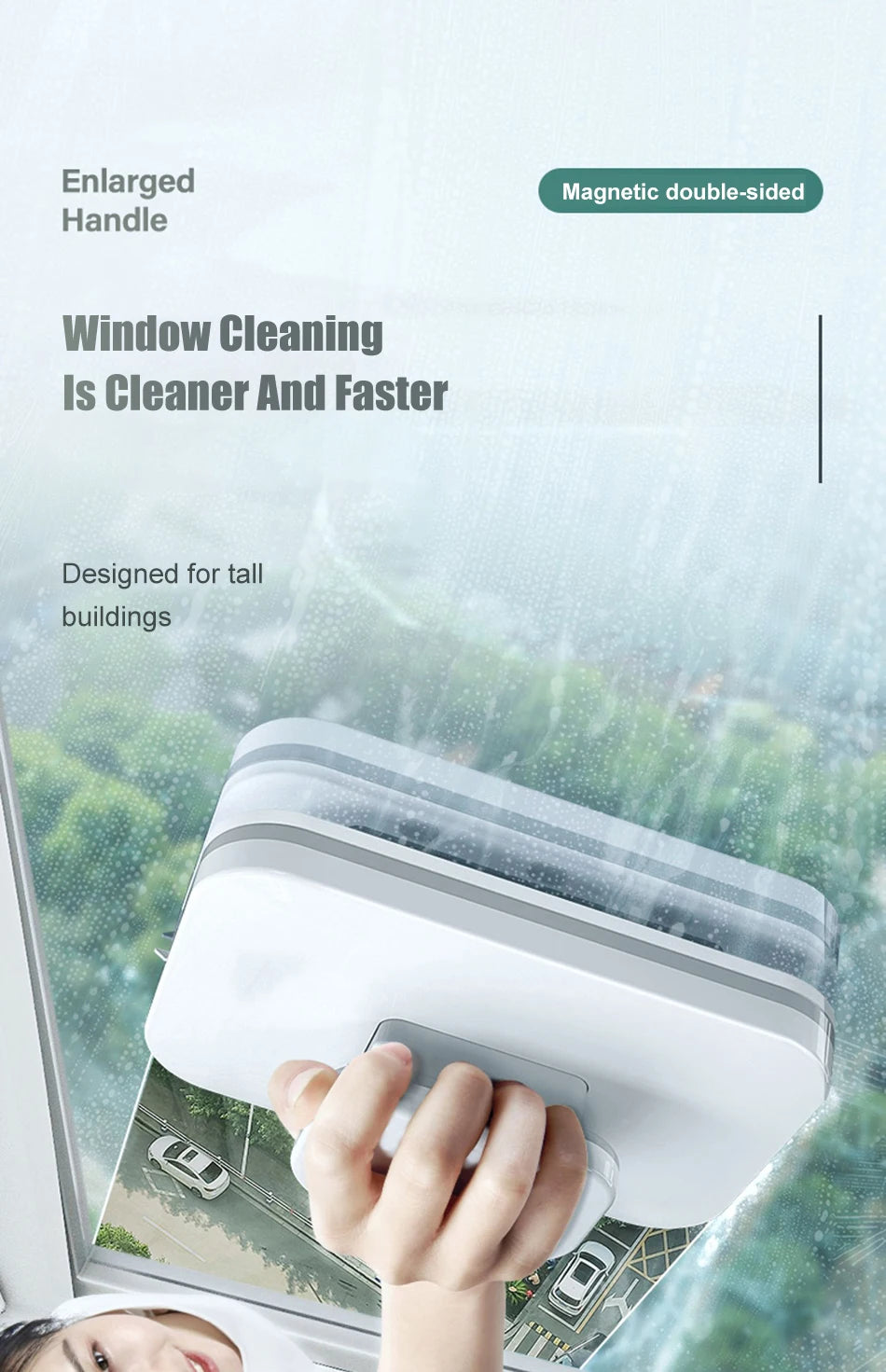 NUEVO Cepillo Magnético Limpiador de Ventanas de Doble Cara con Descarga Automática de Agua, Limpiacristales, Herramientas de Limpieza para el Hogar
