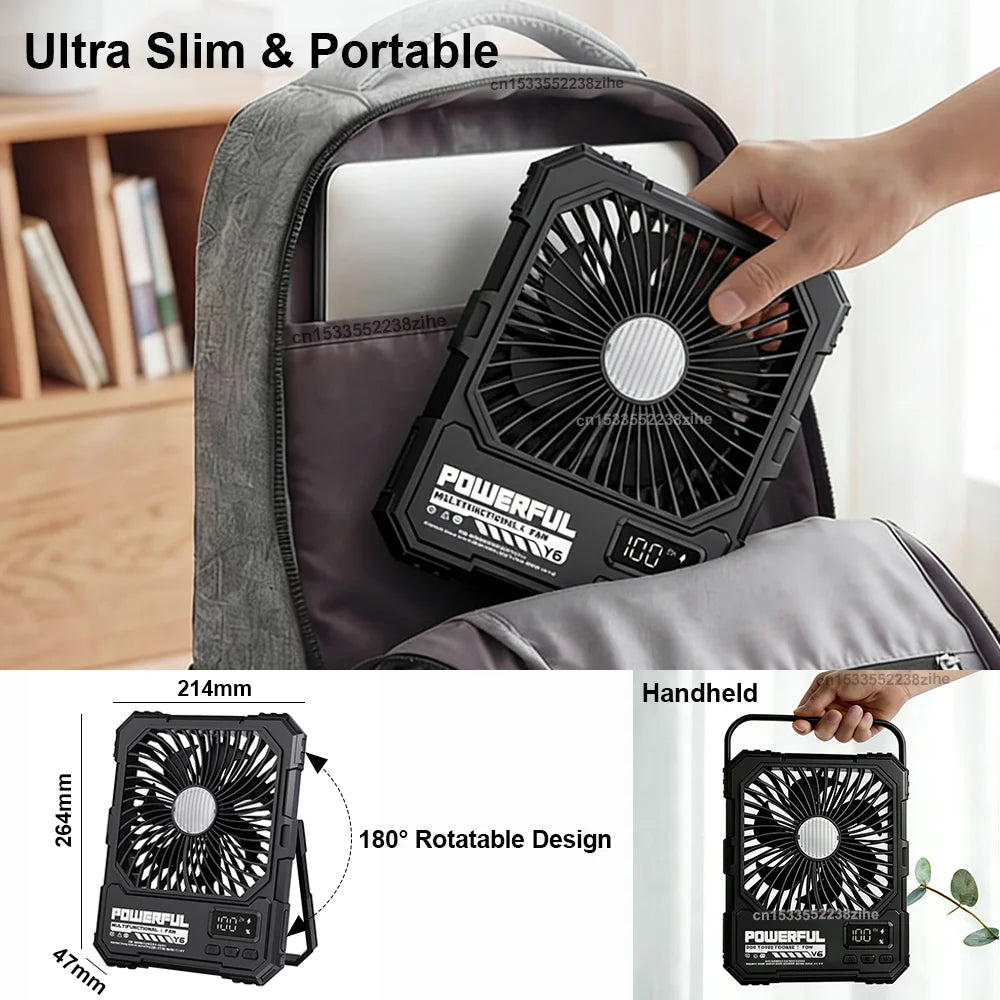 Ventilador de Techo para Acampar 20000mAh con Luz