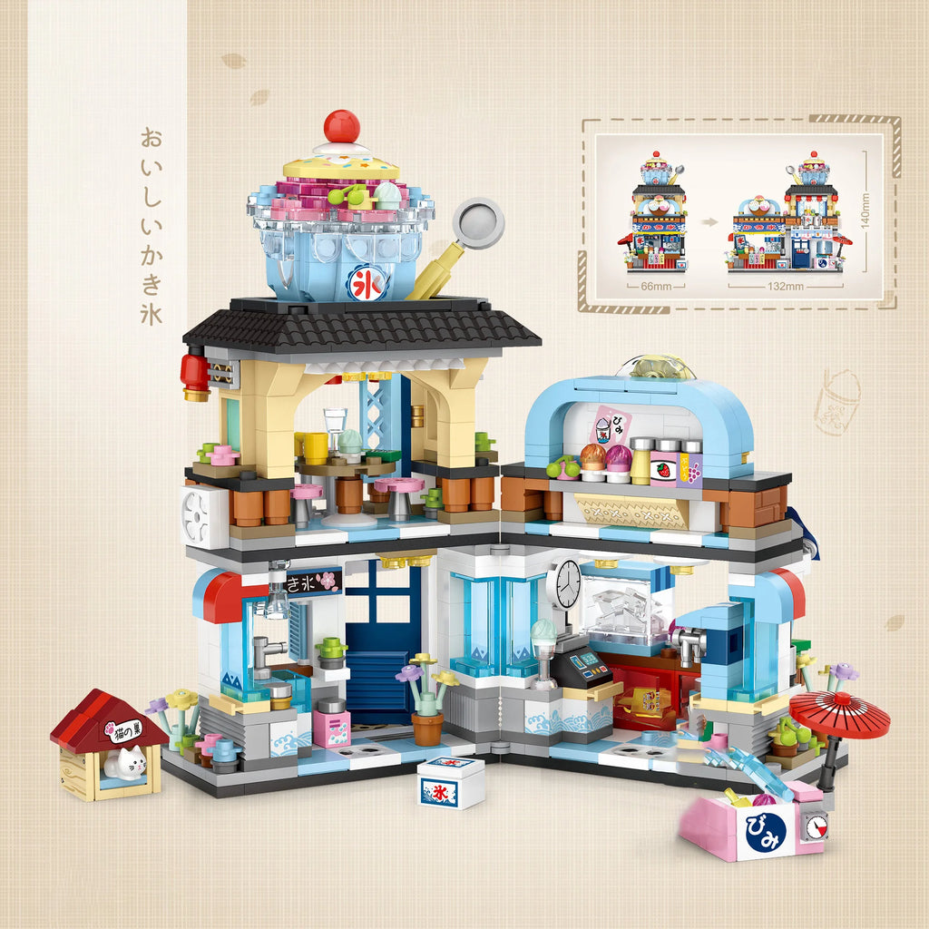 Bloques de Construcción LOZ-1219 Snack Street, Modelo DIY de Tienda de Té con Leche y Takoyaki, Decoración de Escritorio, Regalo Coleccionable para Adultos, Cumpleaños, Festividades