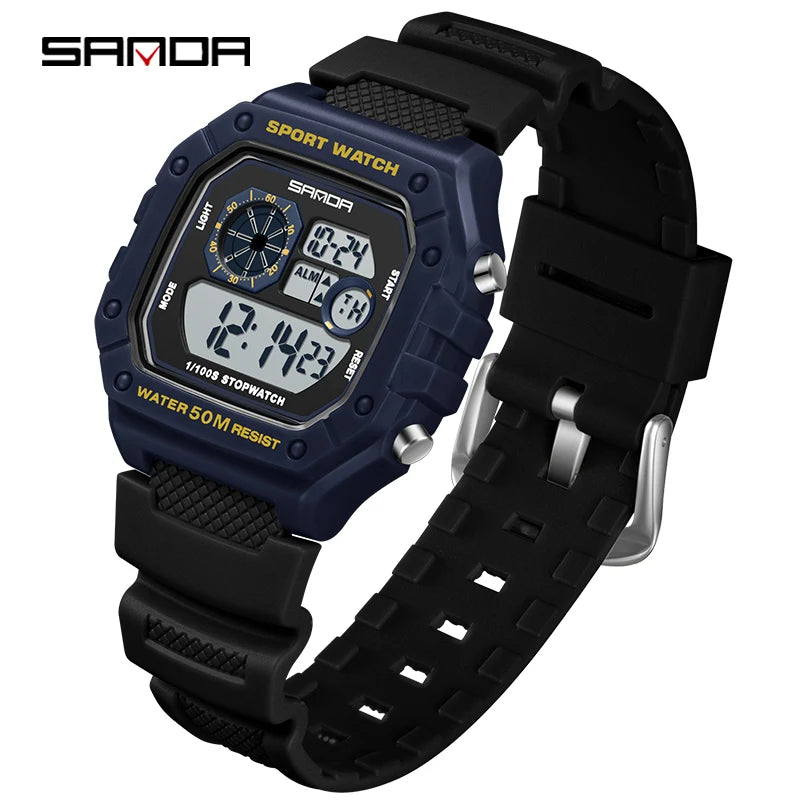 Reloj Digital SANDA 2202 para Hombre, LED Deportivo Impermeable 5 Bar