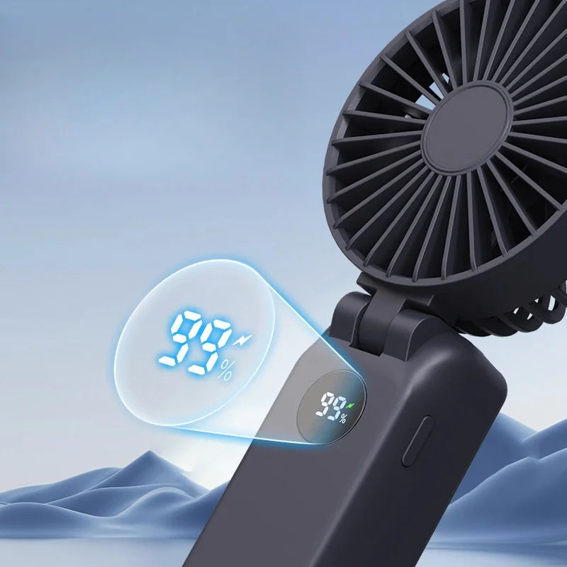 Nuevo Mini ventilador portátil de mano de 1800mAh, diseño de pantalla LED, 3 engranajes para aparatos de refrigeración portátiles de verano para interiores y exteriores