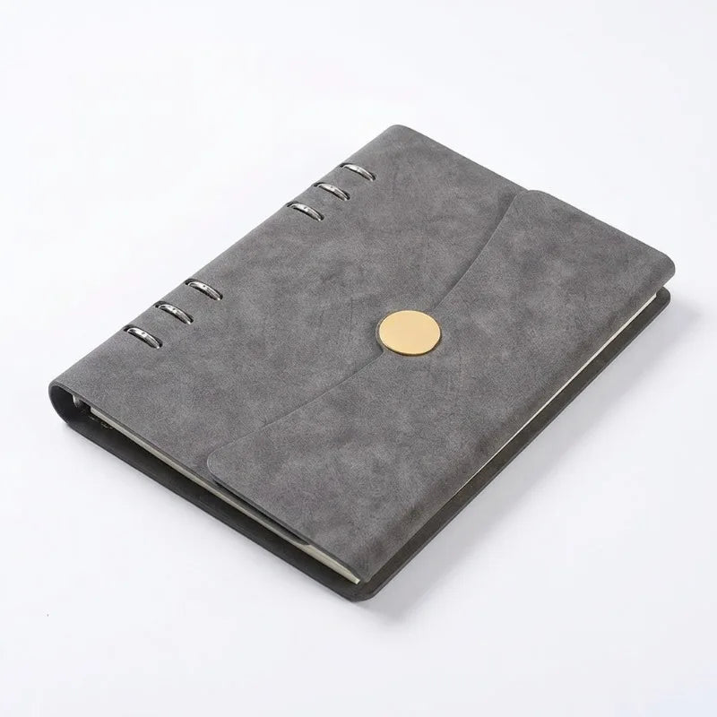 Cuaderno A5 con Cubierta de Cuero PU, Recargable, 6 Anillas, Cuaderno Personal con 200 Hojas de Papel Dawling para Escribir, Dibujar y Tomar Notas