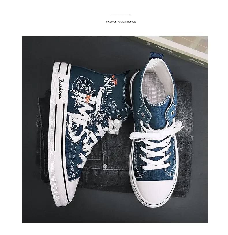 Zapatos de hombre, zapatos de lona vulcanizados, zapatillas altas, zapatos de plataforma informales transpirables, zapatillas deportivas para hombre, Tenis masculinos, zapatillas gruesas