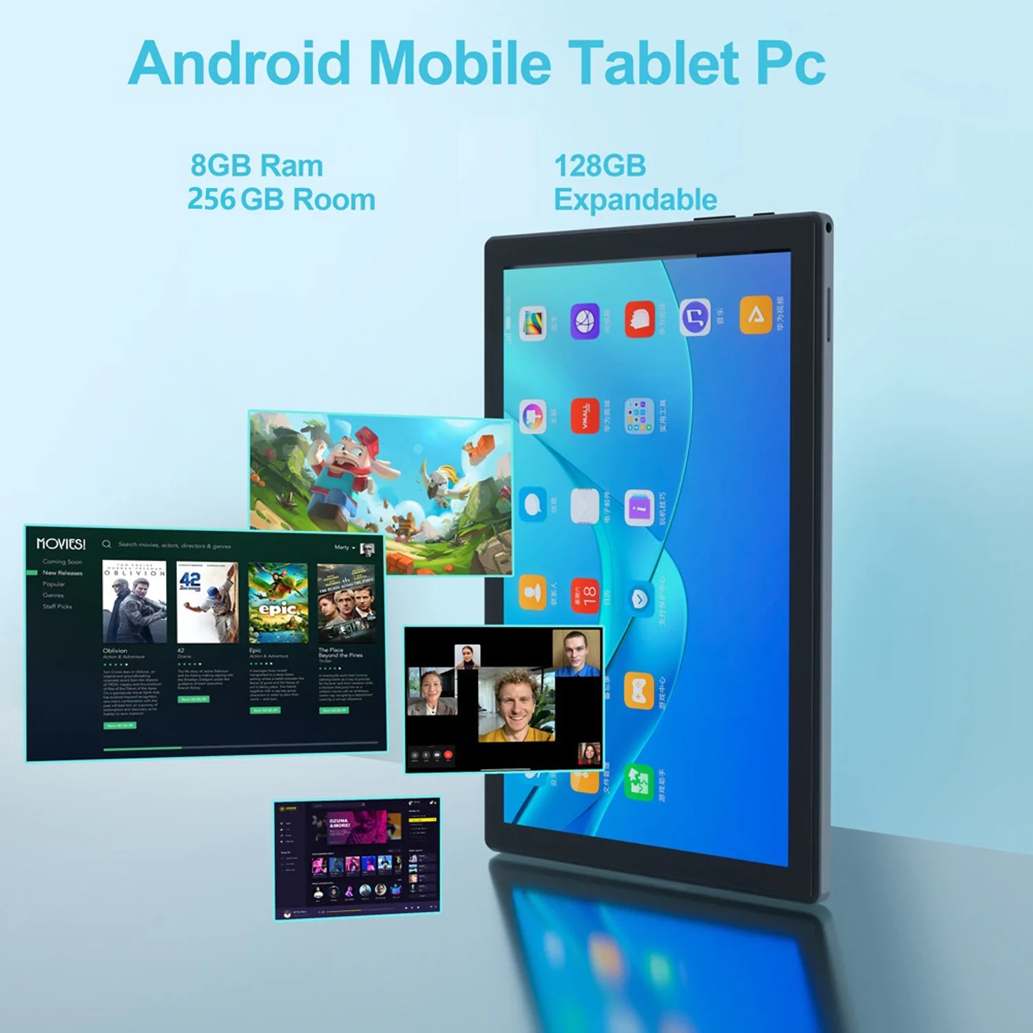 Tablet Android BDF de 10.1 pulgadas, Octa Core, 8GB RAM, 256GB, 4G LTE y 8000mAh