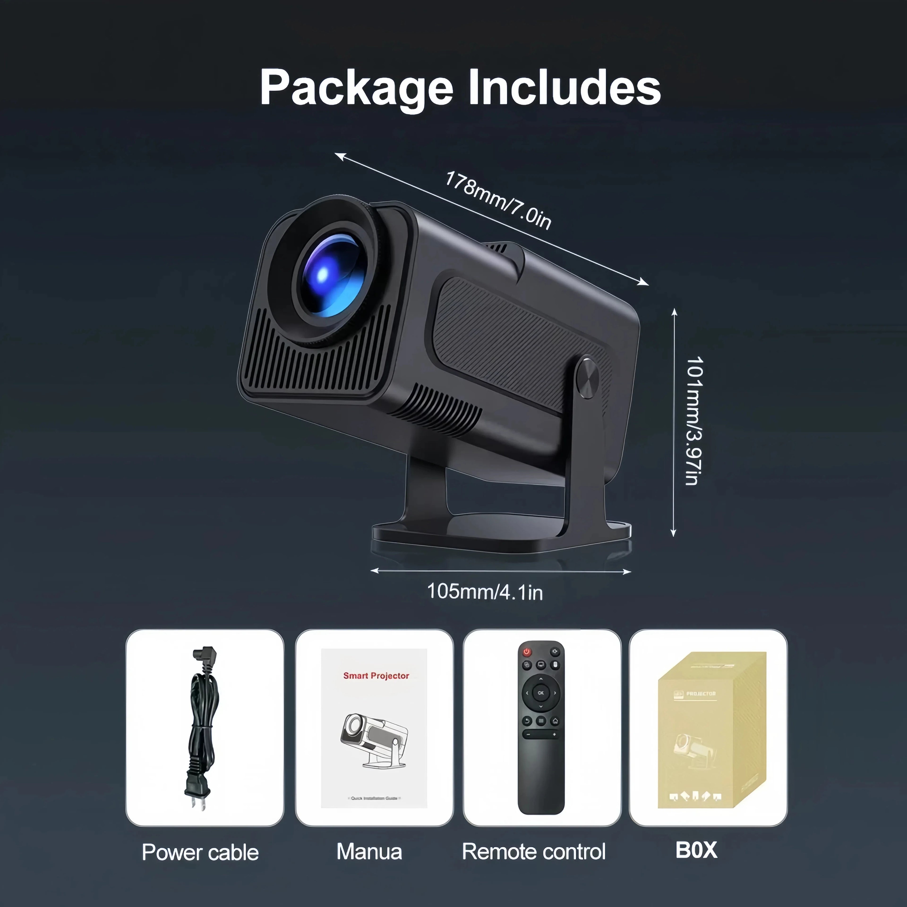 2025 4K Android 11 Proyector Nativo 1080P 390ANSI HY320 Dual Wifi6 BT5.0 1920*1080P Cine Proyector portátil actualizado HY300