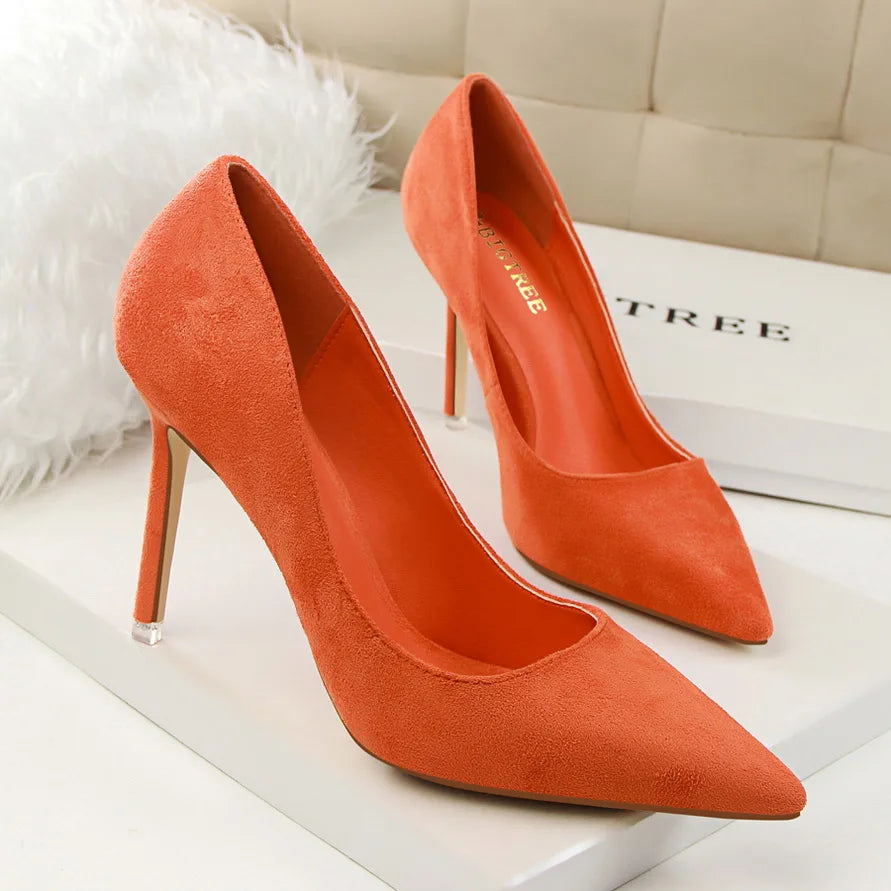 Zapatos de Tacón Alto 9cm para Mujer - Gamuza, Tallas Grandes
