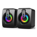 Mini caja de sonido para ordenador, caja de sonido para PC, altavoces envolventes estéreo HIFI con luz LED para ordenador de escritorio, proyector, tabletas y portátiles