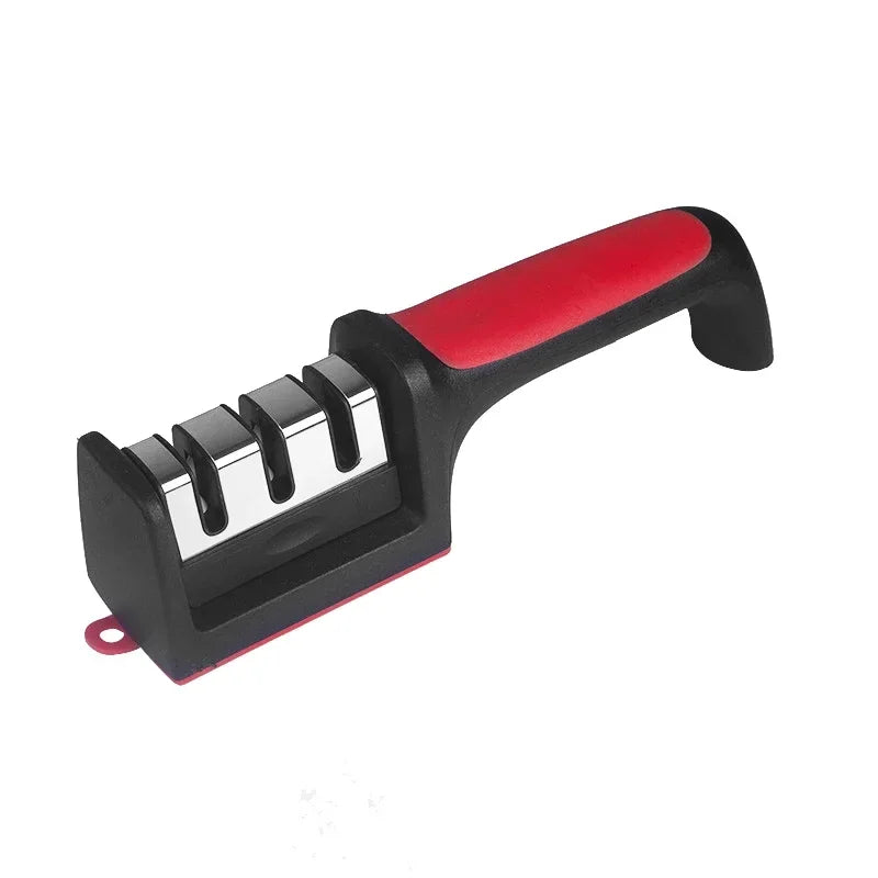 Afilador de Cuchillos de Cocina de 3 Segmentos, Multifuncional, Manual, 3/4 Usos, Piedra de Afilar Negra, Herramientas para Afilar Cuchillos